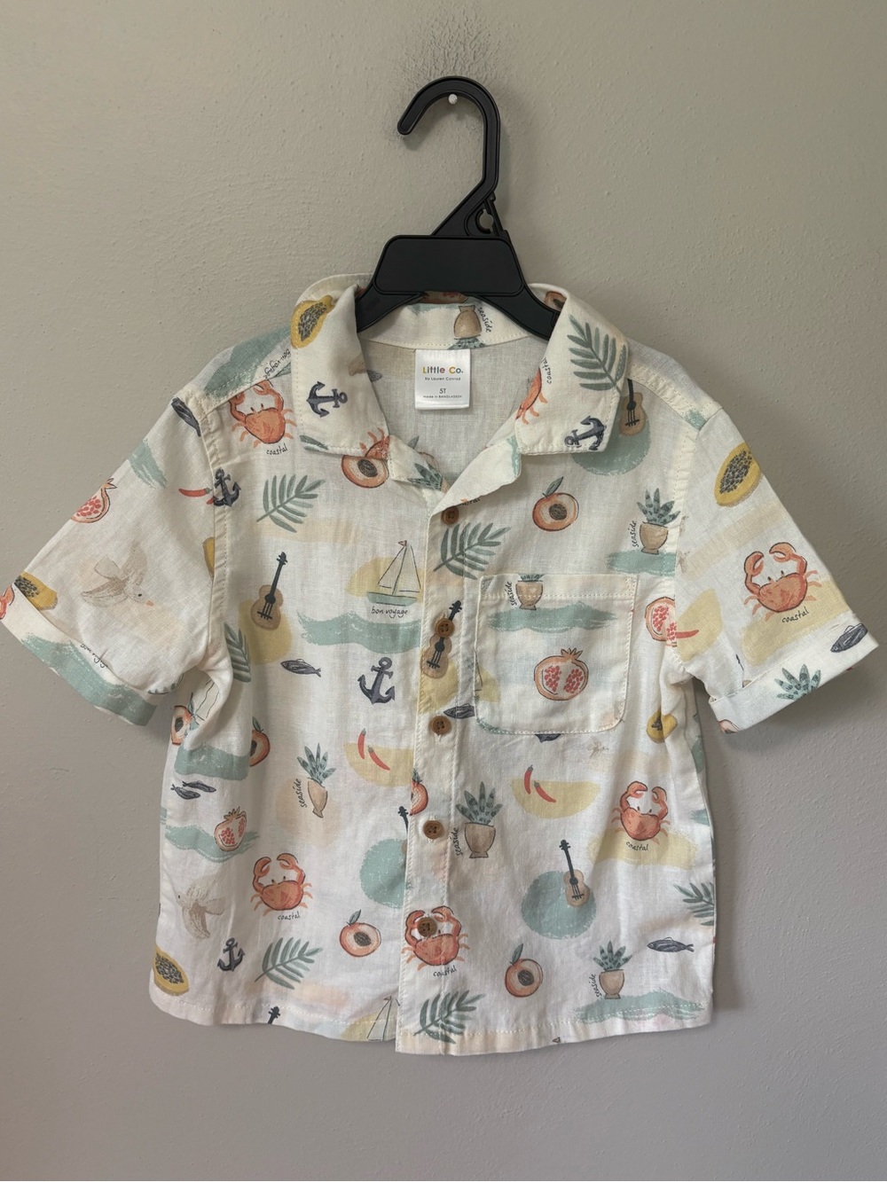 Little Co Lauren Conrad 5T Boys Linen Cotton Blend Button Down Vacation